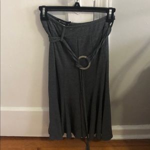 Long grey skirt with belt